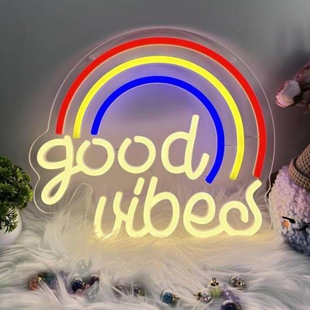 Good Vibes LED Neon Sign Rainbow Aesthetic Bedroom Wall Room Decor USB Dimmable